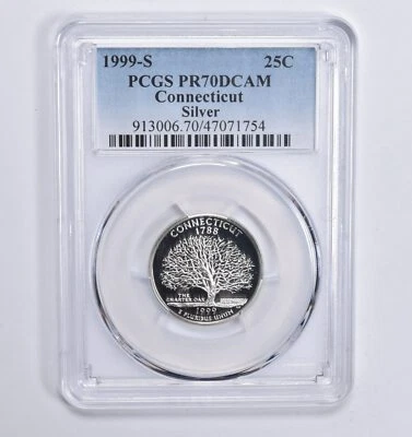 PR70 DCAM 1999-S Silver Connecticut Quarter PCGS Blue Lbl - Image 1 of 4