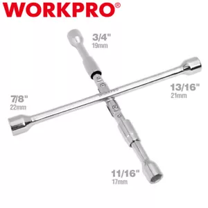 WORKPRO 14 pollici chiave a strappo pieghevole universale 4 vie chiave a croce per pneumatici ferro - Foto 1 di 12