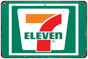 7 Seven 11 ELEVEN TANKSTELLE Service Man Vintage Look Reproduktion Blechschild - Bild 1 von 2