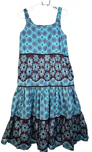 Tiered Simdress Women's XL Blue Prairie Ruffled Beach Casual Cottage Boho Party - Picture 1 of 7