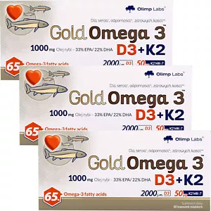 Oro Omega 3 D3 + K2 - 30-90 Cápsulas -EPA y DHA contribuyen a la función normal del corazón - Imagen 1 de 13