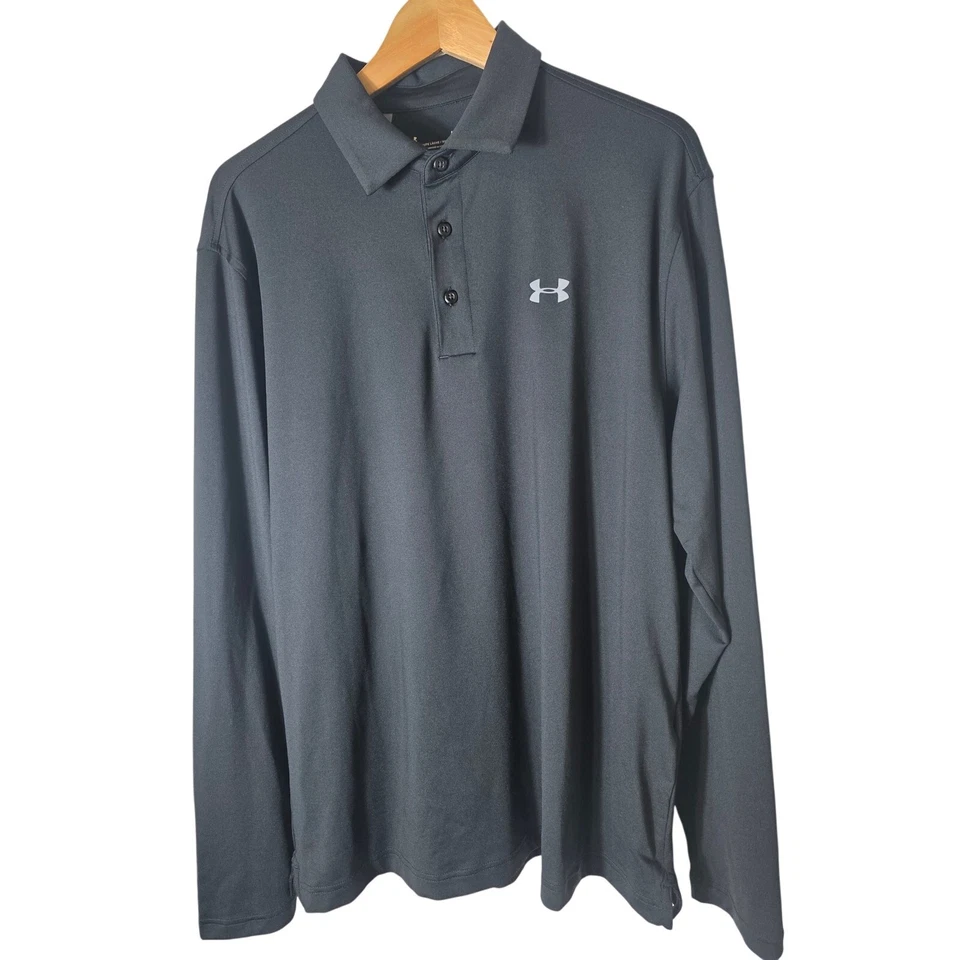 Polo de golf deportivo activo manga larga Under Armour negro rendimiento playoff talla L Foto 1 de 4