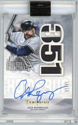 Alex Rodriguez 2019 Luminaries HR Kings Patch Autograph Card #HRKAP-ARO 10/15 - Image 1 of 2