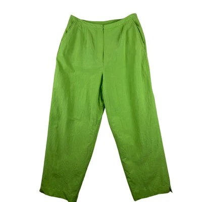 Pantalones capri de colección Laura Ashley de seda y lino verde lima forrados talla 10 de lujo Y2K Foto 1 de 4