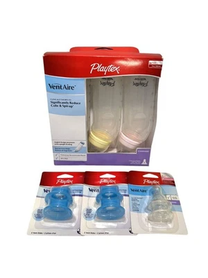 Playtex VentAire Standard Baby Bottles 3 Pack 9 OZ Extra Vent Disks and Nipples - Image 1 of 4