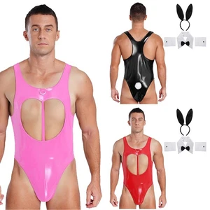 Herren Jumpsuit Bodywear Catsuits Weste Body 4 Teile Unterwäsche Turnanzüge glänzend - Bild 1 von 42