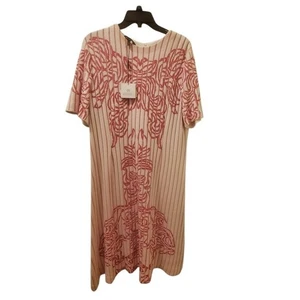 Ming Wang rosa und weiß Jacquard Strickkleid Größe Large neu mit Etikett Einzelhandel 265 $ - Bild 1 von 7