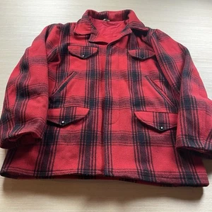 Vintage 50s Mackinaw Wool Plaid Jacket Cruiser Jacket Size Large Guide Buffalo - Picture 1 of 16