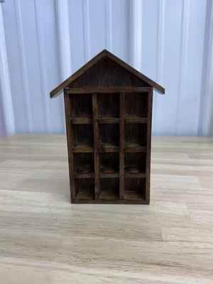 Vintage Wooden Trinket Shelf, Wood Display Shelf, House Shaped Wooden Display - Image 1 of 4