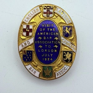 1924 Antique English Lawyers & Canadians Bar Association Visit To London Pin - Picture 1 of 4
