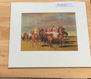 SIR ALFRED MUNNINGS; STUDY OF A START AT NEWMARKET; MOUNTED HORSERACING PRINT. - Picture 1 of 1
