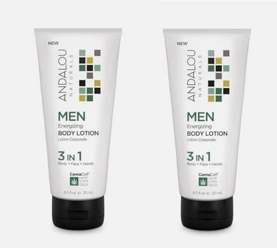 Andalou Naturals CannaCell MEN Energizing Body Lotion 8.5 Ounce New Lot Of 2 - Image 1 of 2