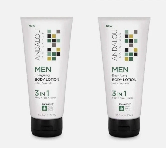 Andalou Naturals CannaCell MEN Energizing Body Lotion 8.5 Ounce New Lot Of 2 - Image 1 of 2