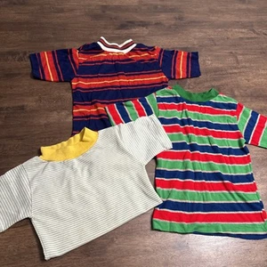 Vtg Sears Kids Boys Multicolor Crewneck Stripe Pullover T Shirt Sz Large Lot/3 - Picture 1 of 18