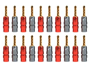 KnuKonceptz eKs-BP2 BFA Style Gold Plated Banana Plugs Pack of 20 Red / Black - Picture 1 of 2