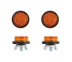 Set of 4 - Mini Amber Motorcycle License Plate Reflector Bolts with Wing Nuts - Foto 1 di 1