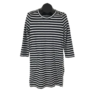J. T-shirt girocollo righe zip laterale abito donna piccolo 100% cotone maglia elasticizzata - Foto 1 di 13