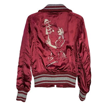 HYSTERIC GLAMOUR Hysterics Red Silver Satin Varsity Jacket SUKAJAN Tour Glamor - Image 1 of 4