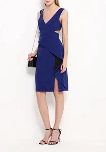NEW BCBG MAX AZRIA DEEP ROYAL BLUE COMBO RIYA PEPLUM DRESS BYM64K46/L457A SZ 4 - Picture 1 of 7