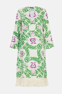 Carolina Herrera Silk And Linen Garden Print Aline Dress Womens Sz M - Picture 1 of 11