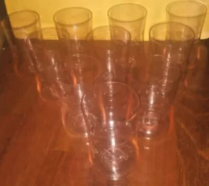 Set 10 tazze in vetro rosa depressione con foglie di ramo d'uva incise traslucide - Foto 1 di 5