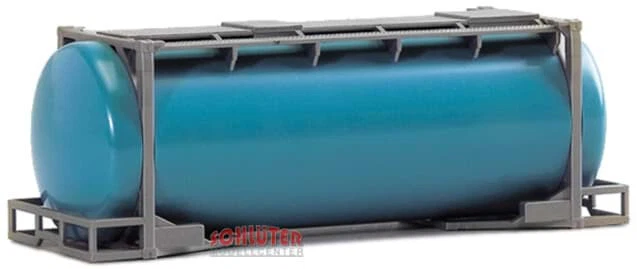 HO 1:87 AWM 490067 -20ft. Van Hool-Tank Container - (silver frame, turquoise tan - Image 1 of 1