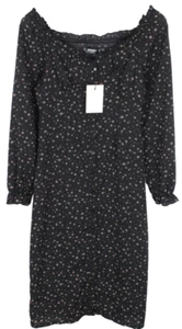 MISSGUIDED Milkmaid Midi LS Ditsy Dress Women's UK 4 Petite Button Up Patterned - Picture 1 of 6