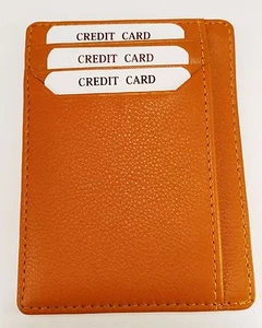 Top Qualität ENGLISCH HELLBRAUN Nappaleder Fronttasche Mini Geldbörse - RFID geschützt - Bild 1 von 5