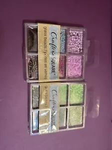 2er Set Handwerker quadratische Glasperlen verschiedene Farben und Größen jeweils 1,1 Unze - Bild 1 von 4