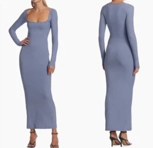 Vestido SKIMS NUEVO CON ETIQUETAS Suave Salón Manga Larga Pizarra L - Imagen 1 de 8