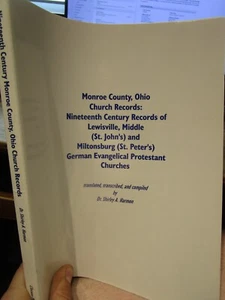 Monroe County Ohio Church Records Genealogy Book Lewisville Miltonsburg History - Imagen 1 de 9