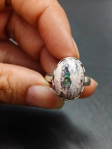 925 Sterling Silver Mexican Fire Opal Gemstone Oval Ring Jewelry Thanksgiving - Imagen 1 de 6