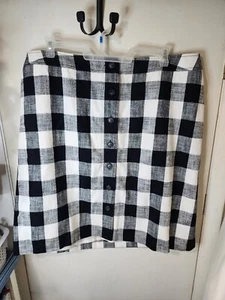NWT Talbots BUTTON FRONT SKIRT - GINGHAM Ivory/Black Plus Size 18 - Picture 1 of 11