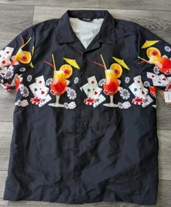 NWT Buffalo Outdoors® Mens L Shirt Las Vegas Poker Gambling Cards Party Casino - Picture 1 of 6