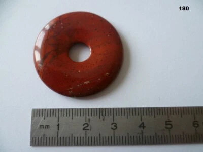 PENDENTIF  DONUTS DISQUE   JASPE ROUGE - Photo 1/2