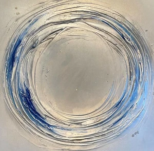 Silver & Navy Swirl Canvas Artwork - Stunning Textured Contemporary Art - Picture 1 of 6