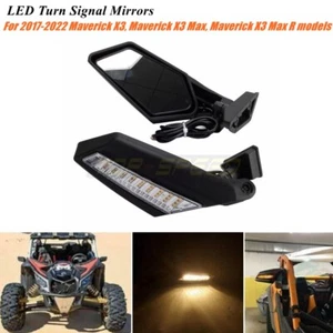 Black LED Turn Signal Mirrors For 2017-2022 Can-Am Maverick X3 X3 Max X3 Max R - Picture 1 of 9