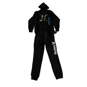 Hurley Boys' Black 2 Pc Set Logo Hoodie Pullover Sweatshirt & Sweatpants - 10/12 - Picture 1 of 6