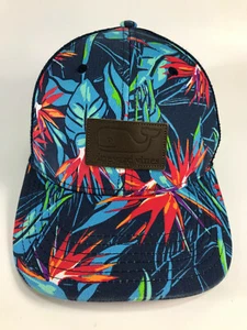 Vineyard Vines Hat Blue Floral Mesh Trucker Adjustable Snapback Baseball Cap VGC - Picture 1 of 11