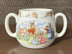 Bunnykins Royal Doulton England 2 Handled Cup ~ Ice Cream Stand Bone China Mug - Picture 1 of 7