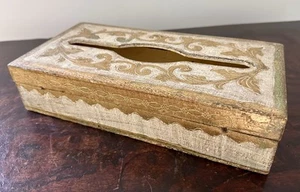 Florentine Vintage Wood Gold/Cream Rectangle Tissue Box Cover Holder - Picture 1 of 7