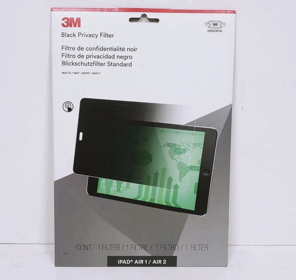 3M Mobile Interactive Solution For Ipad Air 1 & 2 Easy-on Black Privacy Filter - Image 1 of 4
