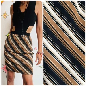 Vintage EXPRESS Slinky Mocha & Black Diagonal Stripe A-Line Skirt | 90s Y2K | S - Picture 1 of 3