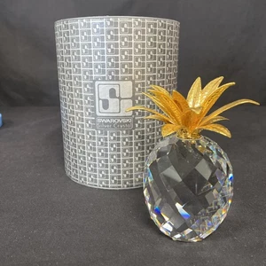 Vintage Swarovski Kristall große Ananas mit goldenen Blättern - mit Box - Bild 1 von 11
