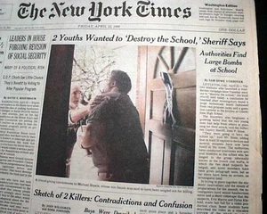 COLUMBINE High School Massacre Shootings Colorado Mass Murder 1999 NYC Newspaper - Picture 1 of 10
