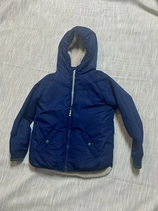 Mini Boden Kids 9-10 Boys Hooded Sherpa Lined Anorak Jacket College Navy Green - Picture 1 of 8