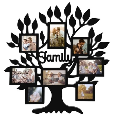 Marco de collage de fotos de árbol genealógico para sala de estar, 26 x 27 pulgadas rústico familiar T... Foto 1 de 4