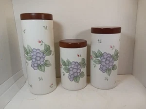 Pfaltzgraff Weinrebe Keramik Kanister Set - Vintage Lila Weinrebe Ptrn 3 Teile - Bild 1 von 10