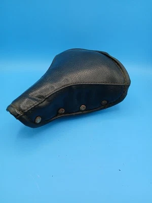 Sillín de asiento de bicicleta Cycle Pro vintage cromado doble resorte cuero negro remachado Foto 1 de 4