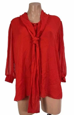 ALICE + OLIVIA чистый Puff рукав шифоновое блузка - красный - большой Pussywillow - Изображение 1 из 4